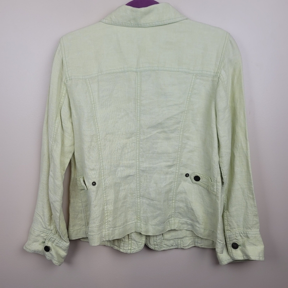 J. Jill Yellow/Green 100% Linen Jacket size S - Picture 7 of 7